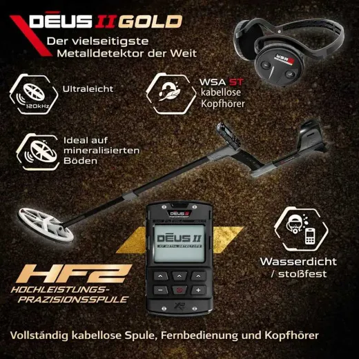 XP DEUS II Gold HF2 RC WSA ST Metalldetektor