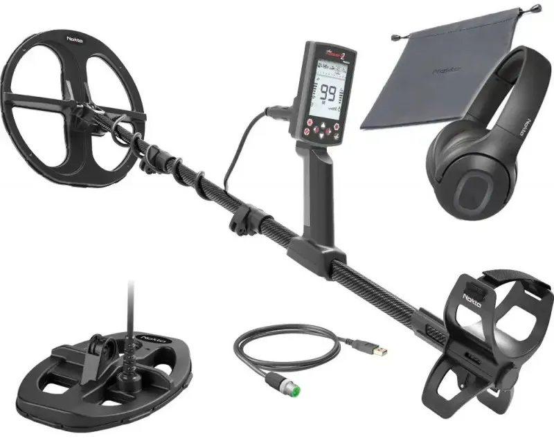 Nokta Legend 2 SMF-Metalldetektor mit zwei Suchspulen und Bluetooth-Kopfhörer